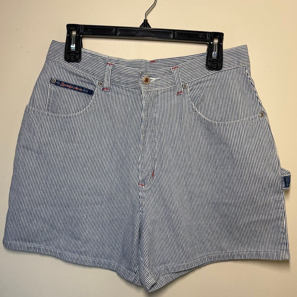Vintage 90s Squeeze Jeans Railroad Stripe High Rise Carpenter Shorts